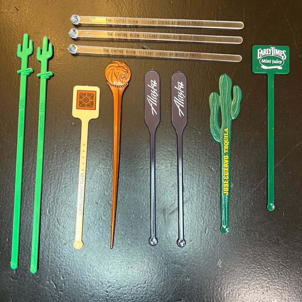 Vintage Swizzle STICK Alcoholic‎ Drink Stirrers Cactus Tequila Alaska Lot